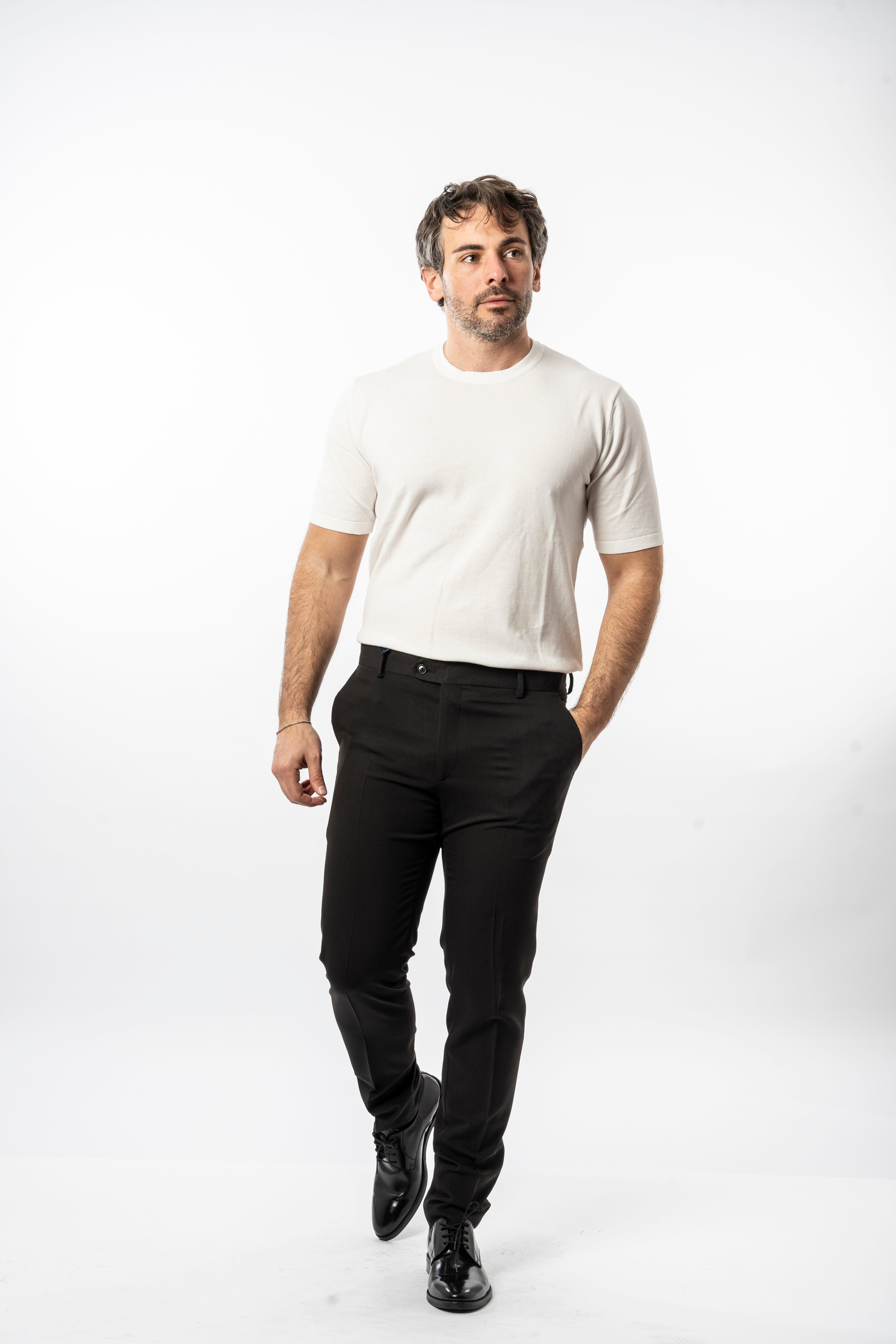 Pantalone Slim - Vinc Risvolto Nero